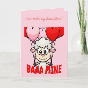 Baaa Mine Lamm hält herzförmige Ballons Karte