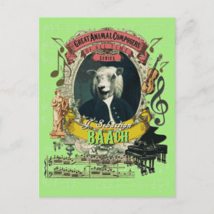 Baach Funny Sheep Great Animal Composer Bach Postkarte