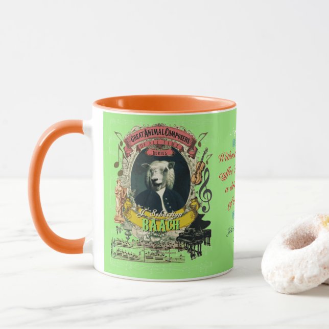 Baach lustige Schaf-großer Tierkomponist J.S. Bach Tasse (Mit Donut)
