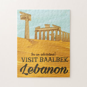 Baalbek Tempel Libanon Vintage Reiseplakat Postkar