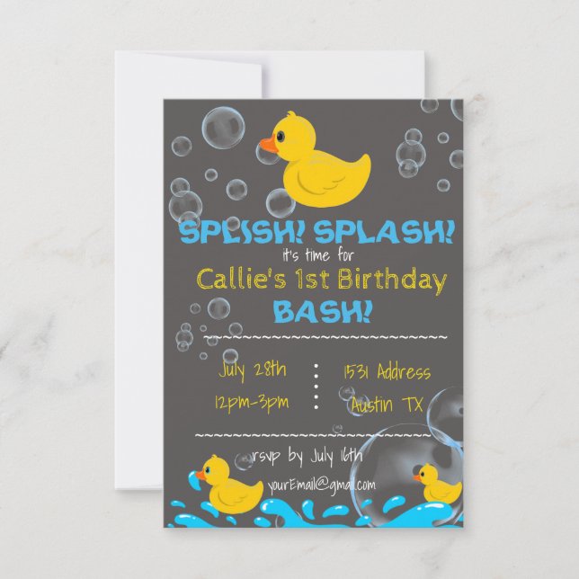 Baath Time Rubber Ducky Geburtstag Einladung (Vorderseite)