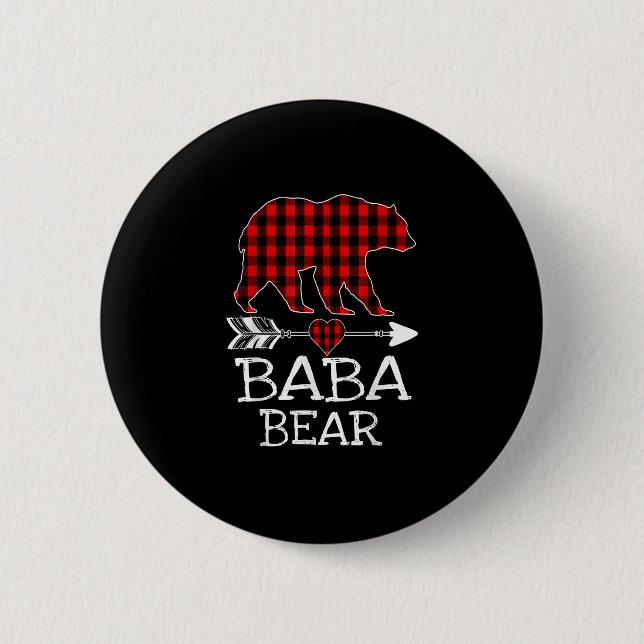 Baba Bear Red Buffalo Arrow Christmas Pajama Button (Vorderseite)