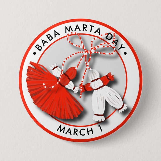 Baba Marta Day Martenitsa Button (Vorderseite)