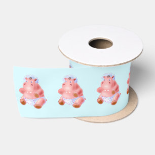 Babby Hippo Satin Ribbon Cartoon Satinband