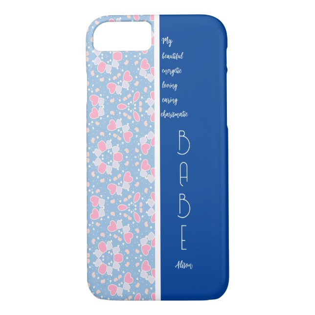 BABE Blue Hearts Muster bearbeiten Case-Mate iPhone Hülle (Rückseite)
