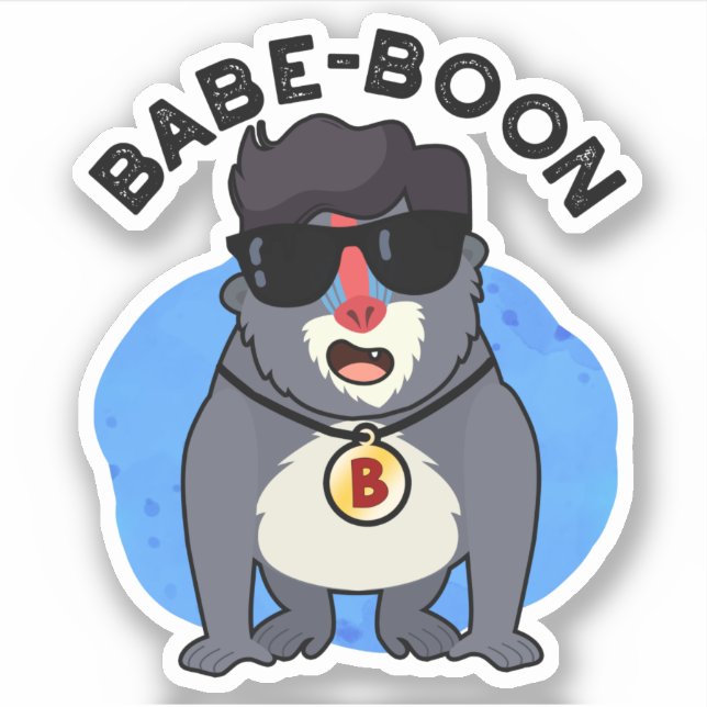 Babe-boon Funny Animal Monkey Baboon Pun Aufkleber (Vorderseite)
