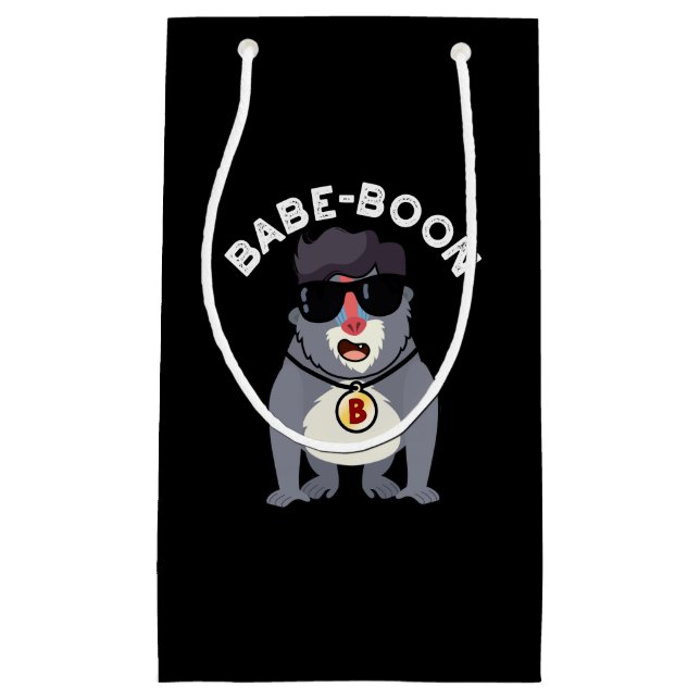 Babe-boon Funny Animal Monkey Baboon Pun Dark BG Kleine Geschenktüte (Vorderseite)
