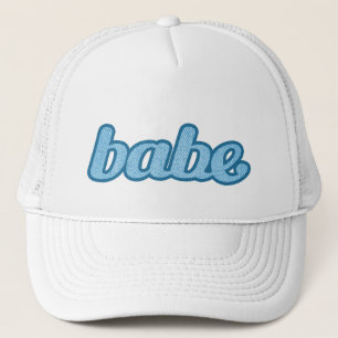 "babe" denim blauen und weißen Hut Truckerkappe
