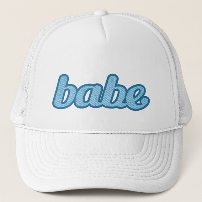 "babe" denim blauen und weißen Hut Truckerkappe (Vorderseite)