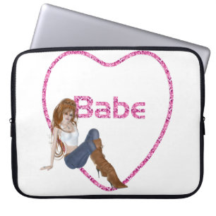 Babe Glitzer Heart Candy Redhead Girl Design Laptopschutzhülle