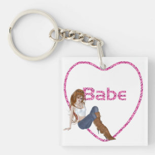 Babe Glitzer Heart Candy Redhead Girl Design Schlüsselanhänger