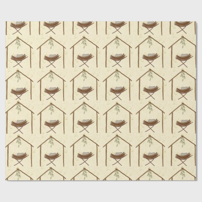 Babe in a manger Christmas wrap Geschenkpapier (Flach)