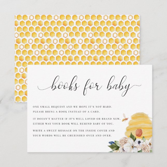 Babee Yellow Bee Floral Books für Babykarte Dankeskarte (Vorne/Hinten)