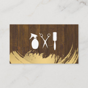 Baber Stylist Tools Holzleder Gold gebürstet Visitenkarte