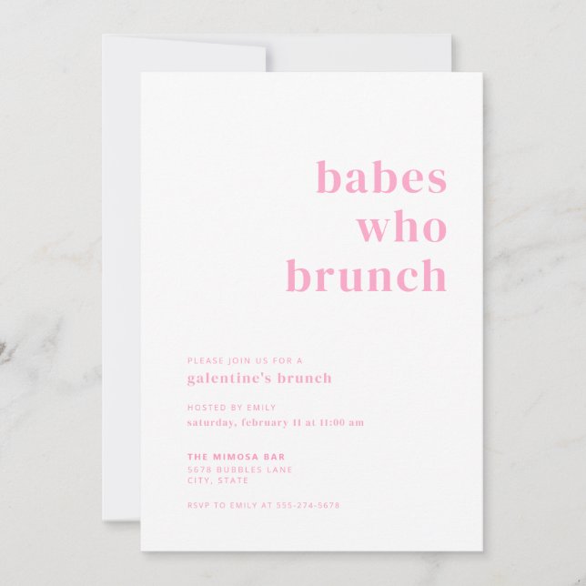 Babes qui Brunch Galentines Invitation (Devant)