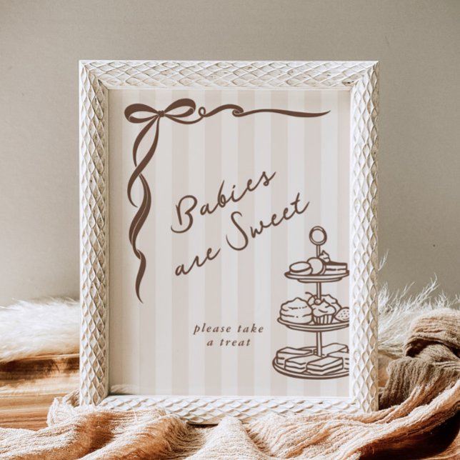 Babies are sweet Bebe Cafe Brown Bow Handdrawn Poster (Von Creator hochgeladen)