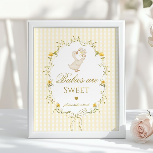 Babies are sweet Silly Goose yellow gingham Poster (Von Creator hochgeladen)