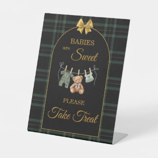 Babies Are Sweet Take A Treat Sign Green Plaid Sockelschild