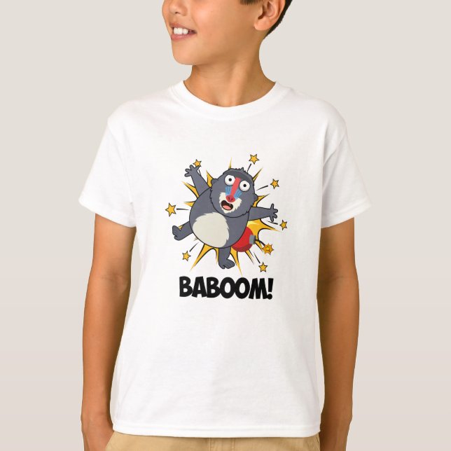 Baboom Funny Exploding Baboon Pun T-Shirt (Vorderseite)