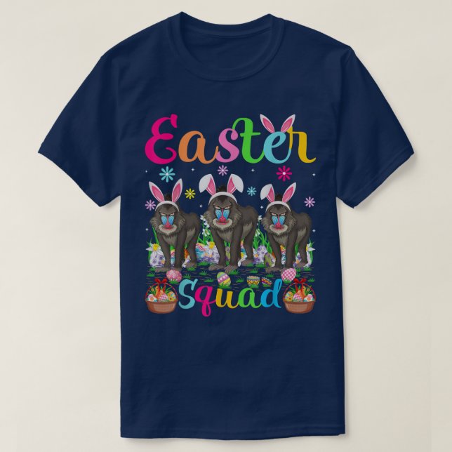 Baboon Bunny Ear Funny Easter Squad Baboon Happy E T-Shirt (Design vorne)