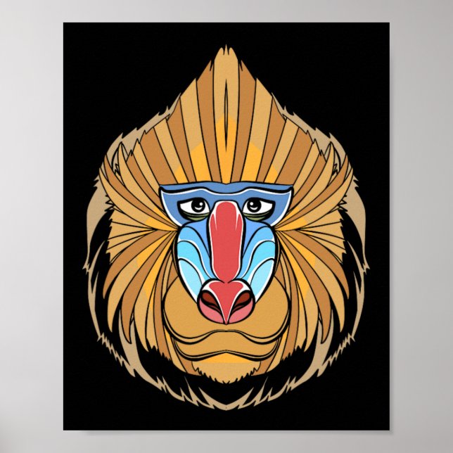 Baboon Face Halloween Beängstigender Baboon-Affe Poster (Vorne)