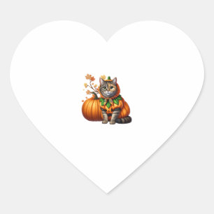 Babushka Halloween Cat Pumpkin Herz-Aufkleber