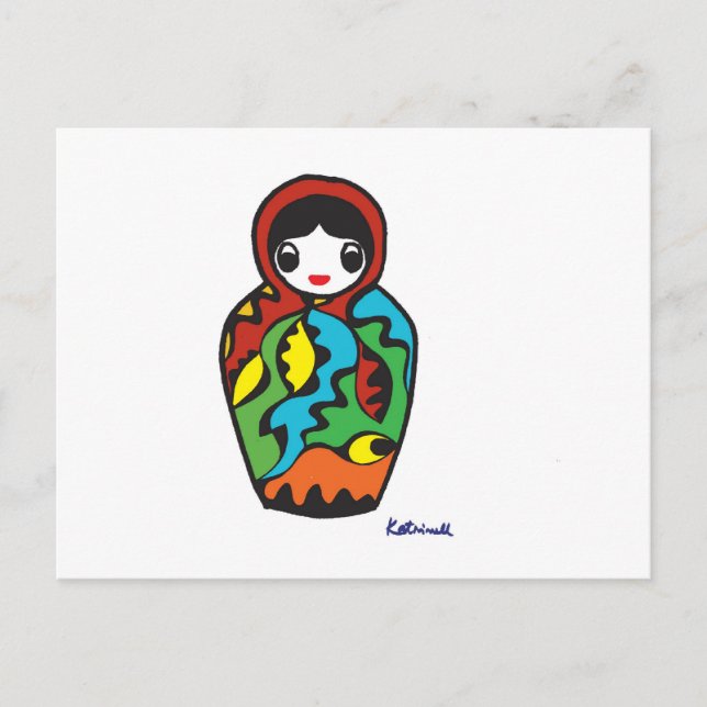 Babushka - Matryoshka Feiertagspostkarte (Vorderseite)