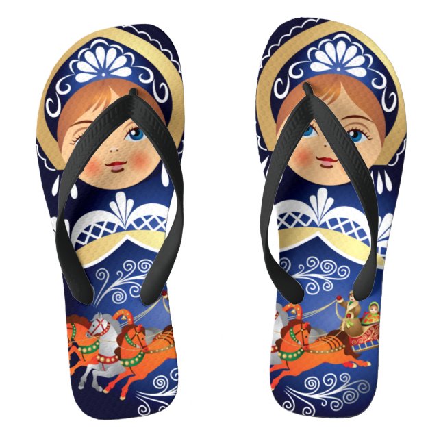 Babushka Matryoshka Russische Puppe Flip Flops (Fußbett)