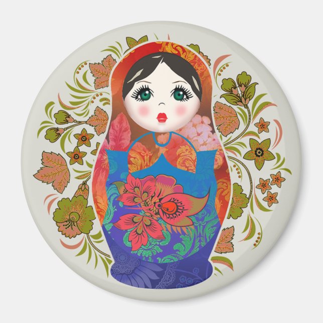 Babushka Russian Nesting Dolls Magnet (Devant)