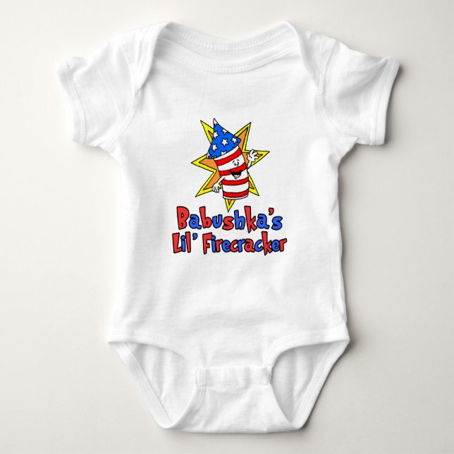 Babushkas kleiner Firecracker Baby Strampler (Vorderseite)