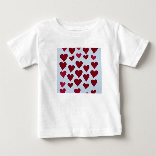 Baby 12 mos. t-shirt blanc avec design de coeurs r (Devant)