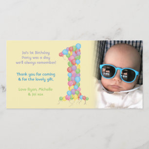 Baby-1. Geburtstag danken Ihnen Foto-Karte Dankeskarte
