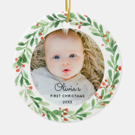 Baby 1. Weihnachtsdekoration des Fotos Keramik Ornament