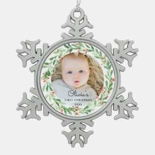 Baby 1. Weihnachtsfest Foto Schneeflocken Zinn-Ornament