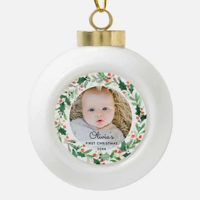 Baby 1. Weihnachtsgebäck Keramik Ball Ornament (Vorderseite)