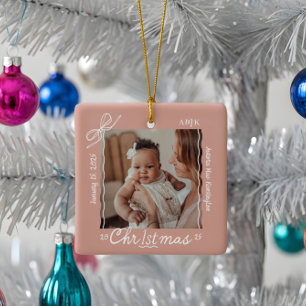 Baby 1. Weihnachtsminimale Hand Drawn Scribble Bow Keramikornament