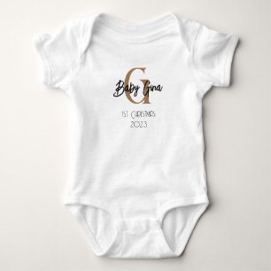 Baby 1 Weihnachtsmonogramm unisex Name Karosserie Baby Strampler