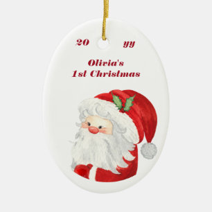 Baby 1. Weihnachtsporträt Foto Süßer Weihnachtsman Keramik Ornament