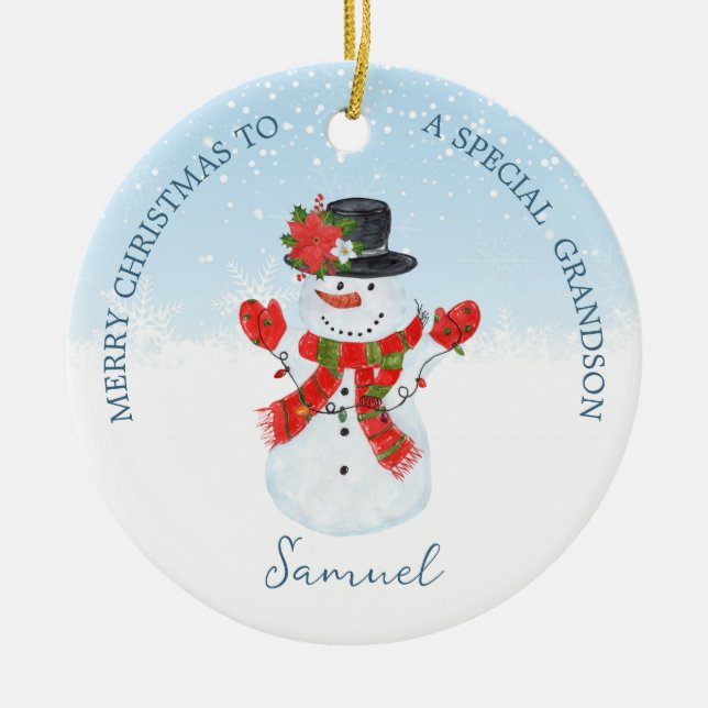 Baby 1. Weihnachtsschneemann Keramik Ornament (Vorne)