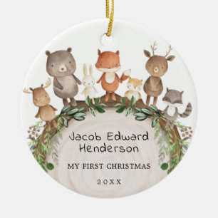 Baby 1. Weihnachtswaldtiere Keramik Ornament