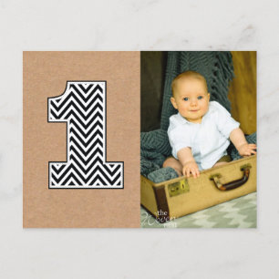 Baby 1er Anniversaire Chevron Merci Carte Postale 