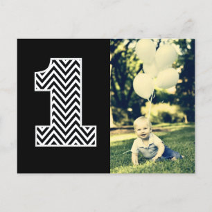 Baby 1er Anniversaire Chevron Merci Carte Postale 