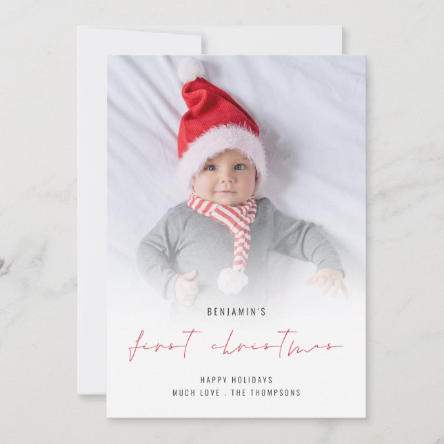 Baby 1er Noël Photo Overlay Carte de vacances (Devant)