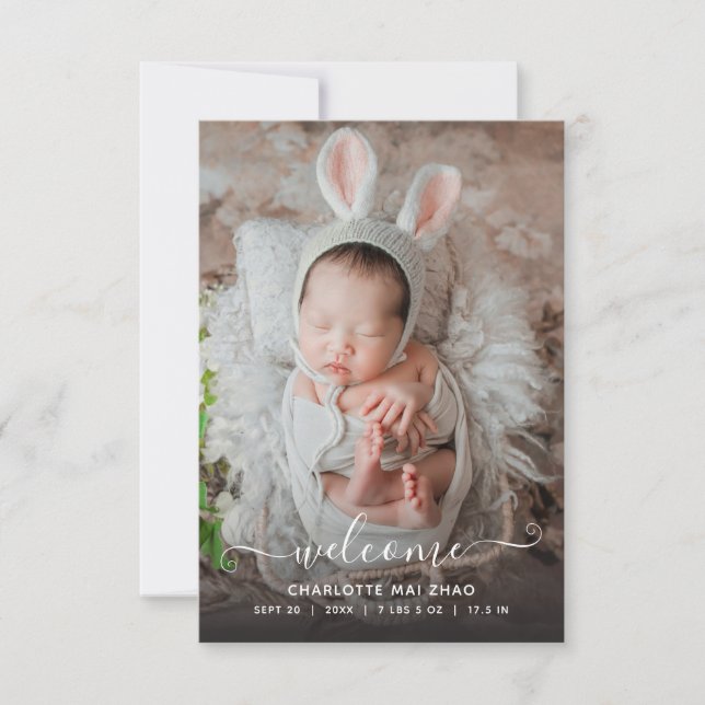 Baby 2 Foto Geburtsankündigung Dankeskarte (Vorderseite)