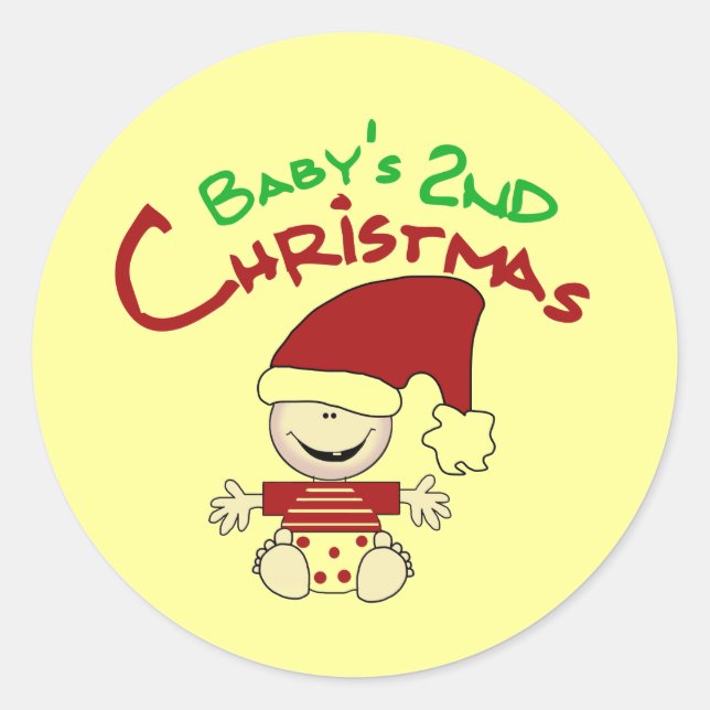 Baby 2. Weihnachtsgeschenke und Geschenke Runder Aufkleber (Vorderseite)