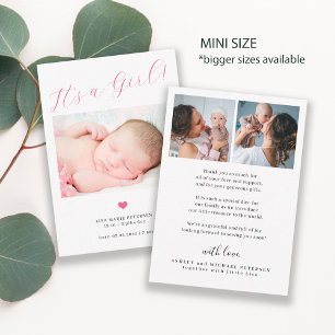 Baby 3 Foto-Skript Baby Mädchen Geburtsankündigung Mitteilungskarte
