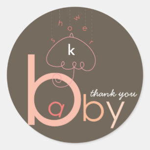 Baby 'a' in B Pink Typografie Girl Baby Shooter Runder Aufkleber