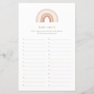 Baby ABCs Pink Rainbow Baby Shower Game