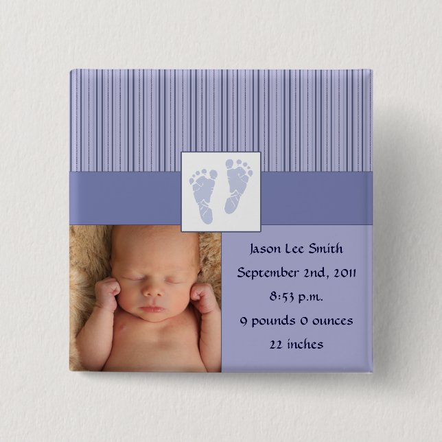 Baby-Abdruck-Geburt - Blau Button (Vorderseite)