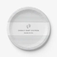 Baby-Abdruck-graue Streifen-Babyparty-Platte
